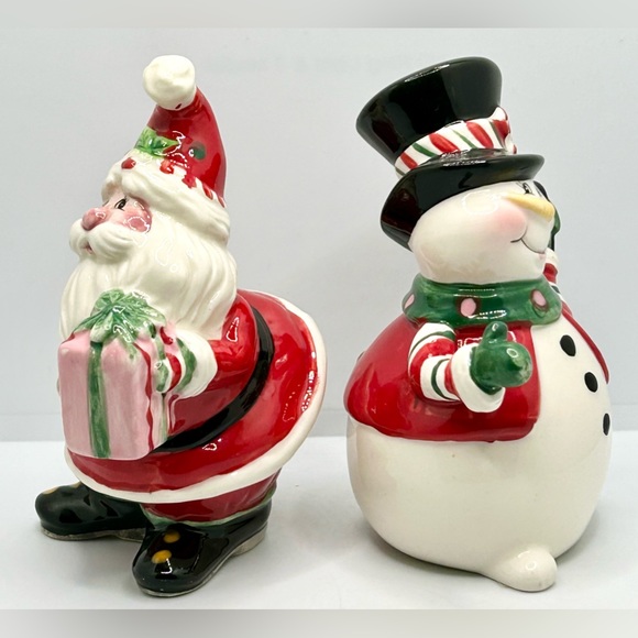2010 Fitz & Floyd Holiday Sweet Holiday Salt & Pepper Shaker Set Christmas Santa - Picture 3 of 13